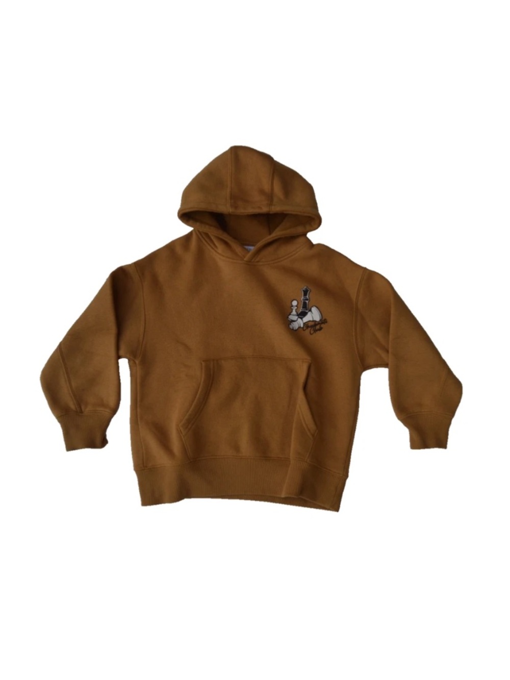ZARA Boys Sz 6-7 Brown Hooded Checkmate Club Print Sweater